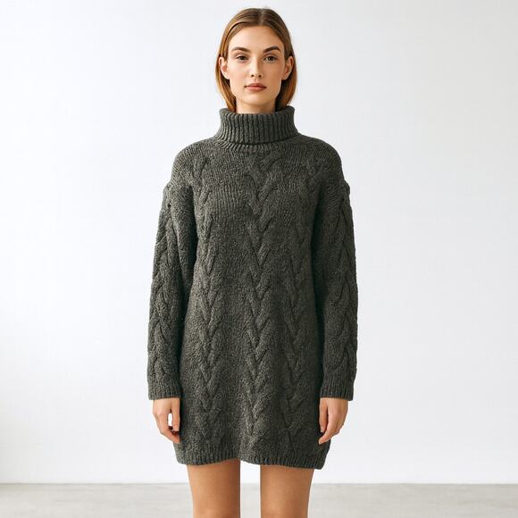 Banana Republic Dresses & Skirts - Luxury Cashmere Silk Wool Chunky Minimalist Cable Knit Sweater Dress M/L
